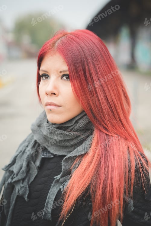 Preview: young beautiful red hair venezuelan woman lifestyle