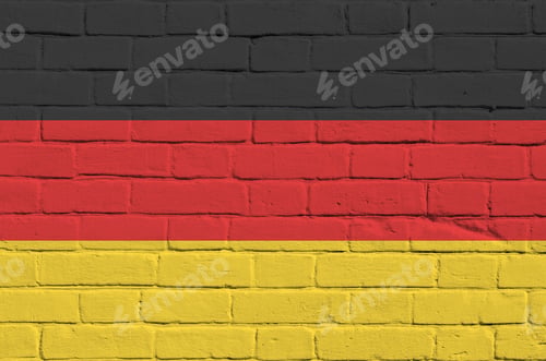 Preview: Germany flag depicted in paint colors on old brick wall close up