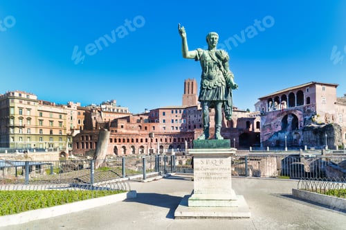 Preview: The statue of Emperor Traiano along Fori Imperiali street in Rome