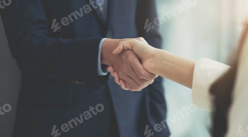 Preview: Close up of Business people shaking hands, finishing up meeting, business etiquette, congratulation