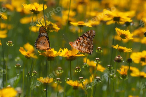 Preview: Tawny Coster Butterflies Sitting on a Flower