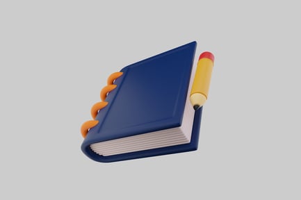 Preview: Book with pencil and bookmarks