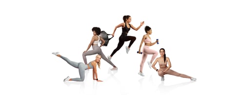 Preview: Women engaging in fitness poses showcasing strength and energy in athletic wear