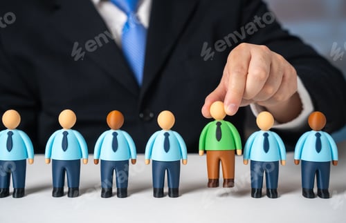 Preview: Selecting a talented employee for promotion. Career growth decision inside a company.