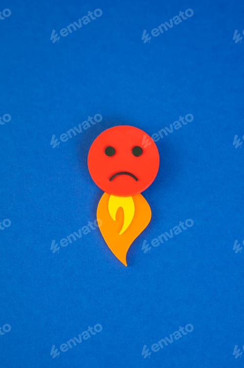 Preview: An evil face with a flame of fire coming out from below. The concept of rage