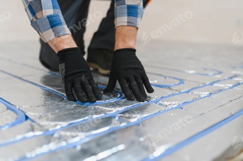 Preview: Pipe fitter mounted underfloor heating. Heating system and underfloor heating. Central heating