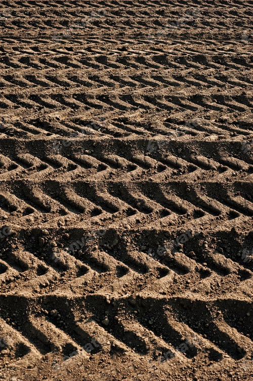 Preview: tractor tires on arable land