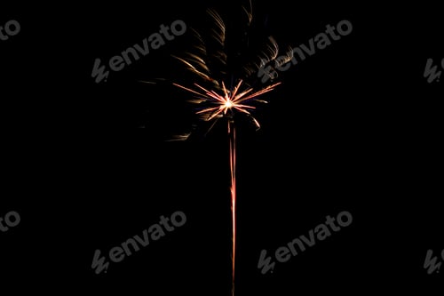 Preview: red festive firework on party, isolated on black