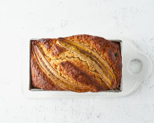 Preview: Homemade Banana bread. Baked cake in pan loaf. Step by step recipe. Step 12.