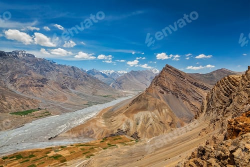 Preview: View of Spiti valley and Spiti river in Himalayas