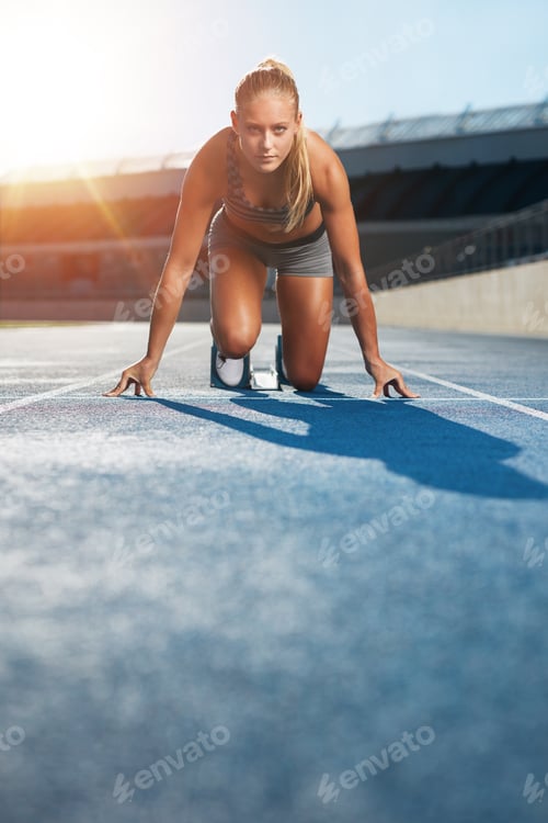 Preview: Determined sprinter at starting block
