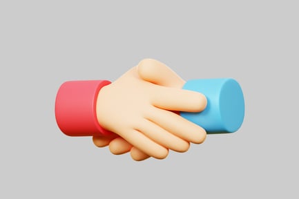 Preview: Handcrafted Hand Holding a Blue and Red Object