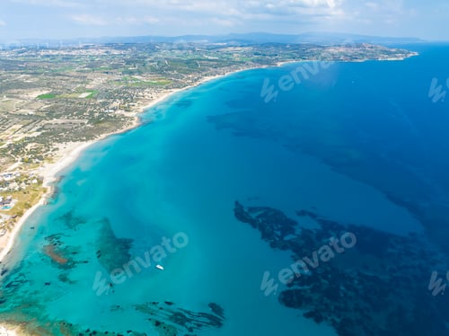 Preview: Cesme Akkum beach and cove in Turkey with aerial drone. Turkish name; Çeşme Akkum Plaji