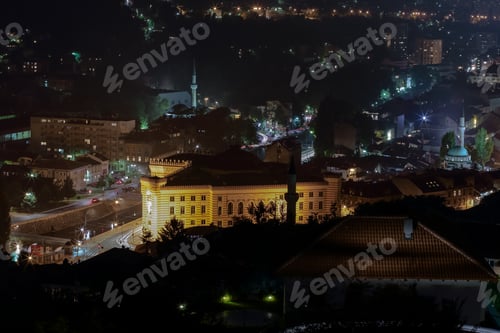 Preview: Top view on Sarajevo at night