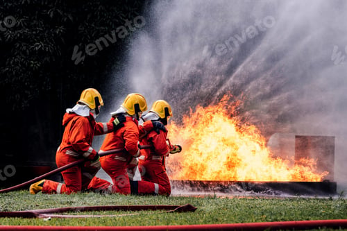 Preview: Firefighter Concept. Several firefighters go offensive for a fire attack.