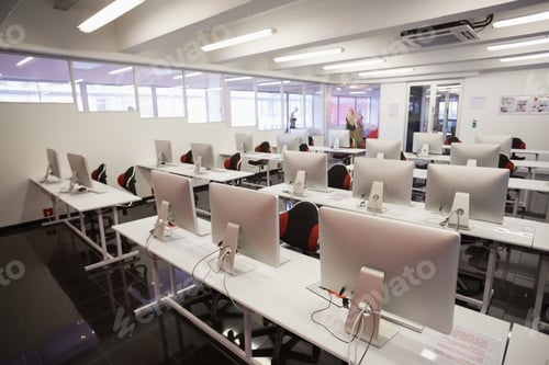 Preview: Empty Computer Room In College
