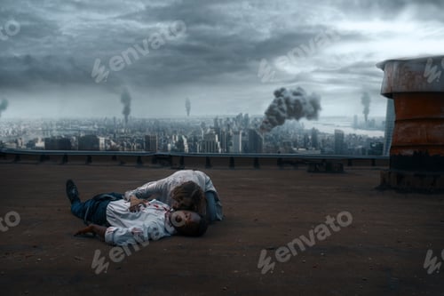 Preview: Zombie couple on the roof of abandoned building