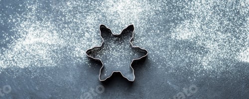 Preview: Baking accessories on black background with flour