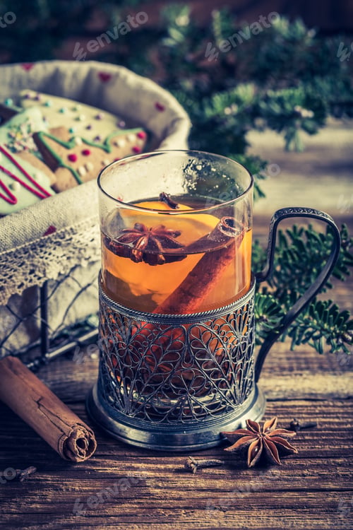 Preview: Warming aromatic tea in Christmas evening with cookies