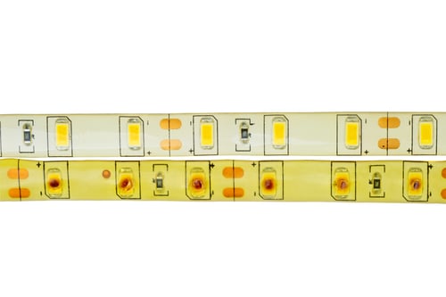 Preview: New and burned LED ribbon isolated on a white background