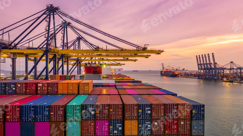 Preview: Container ship global business freight import export logistic transportation.