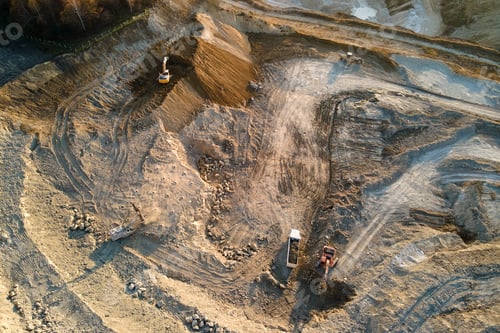 Preview: Aerial view of open pit mining site of limestone materials for construction industry