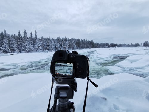 Preview: North of Sweden, waterfall Storforsen. Camera on a tripod