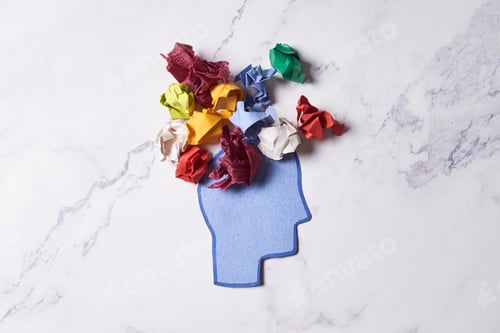Preview: Paper craft representing anxiety and mental disorders. Concept of mental health