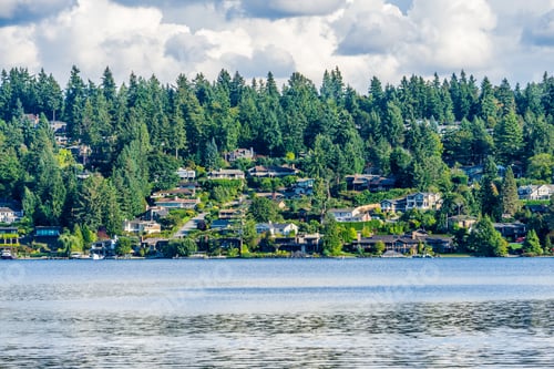 Preview: Billowing Clouds Hover Over Mercer Island In Washington State.