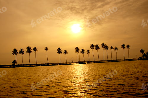 Preview: Sunset at the backwaters of Alleppey, Kerala, India.