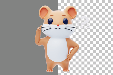 Preview: Hamster Character Feeling Confused 3D Illustration