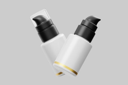 Preview: Cosmetic pump bottles with gold band