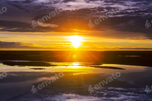 Preview: Lake on sunset