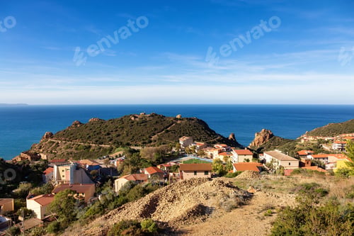 Preview: Small Touristic Town, Nebida, on the Sea Coast. Sardinia, Italy.