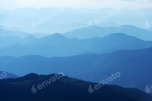 Preview: Beauty blue mountains range in Carpathians mountains