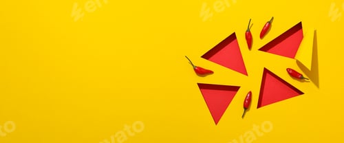 Preview: Chili pepper with red triangles on a yellow background