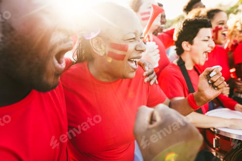 Preview: African red sport fans screaming while supporting their team