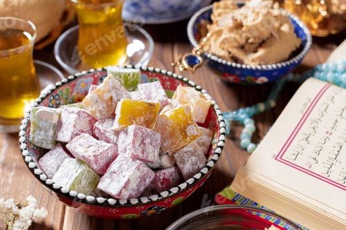Preview: Tasty halva with tea on the table