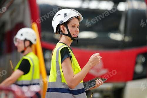 Preview: Specialist Railway Engineer checking the Condition of Trains Railway and Steel Rails