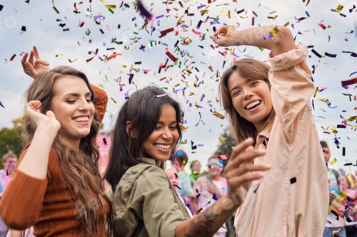 Preview: Group of friends have fun at the music festival