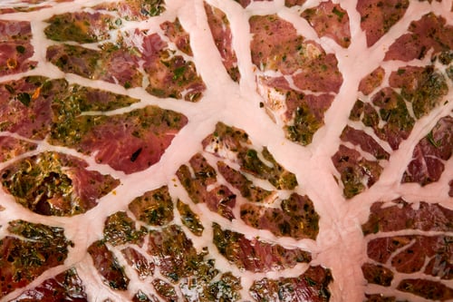 Preview: Texture or background steak beef. Steaks Raw. Raw cowboy steak, marbled beef meat with spices rosema