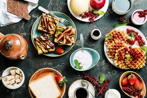 Preview: Breakfast table with waffles