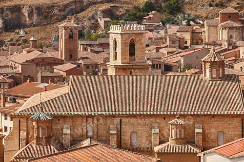 Preview: Picturesquel tile rooftops in spanish village. Daroca, Zaragoza. Huesca, Spain