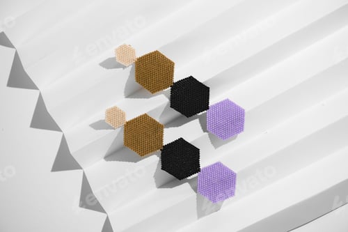 Preview: Brown, purple and black earrings on a white background
