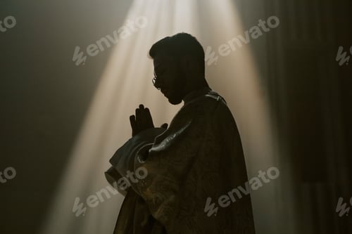 Preview: Unrecognizable Man Clasped Hands During Praying