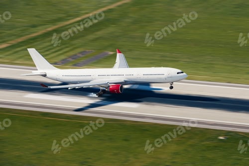Preview: Airplane landing on airport runway