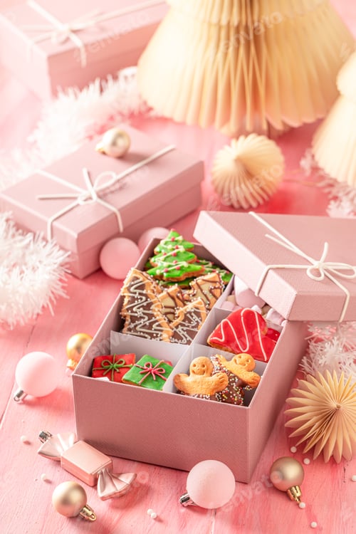Preview: Cute Christmas gingerbread cookies as tasty snack Christmas gift..