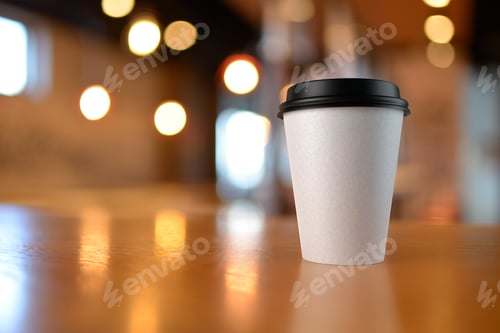 Preview: White cup with coffee, mock up. 3D rendering and photo.