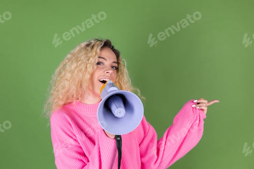 Preview: Young blonde woman with long curly hair