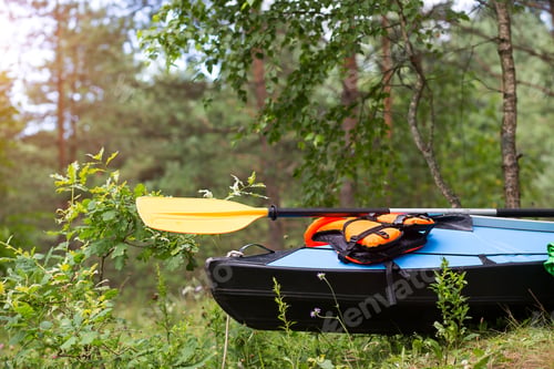 Preview: But from a tourist boat on the shore. Sports water trip by kayak, rowing and rafting